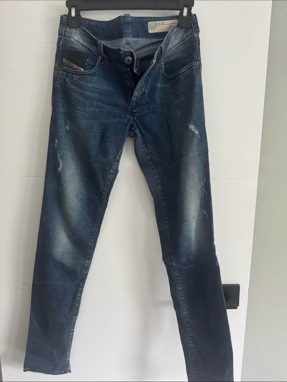 Diesel Grupee slim fit low waist Slim Fi Indigo Blue Distressed Jeans